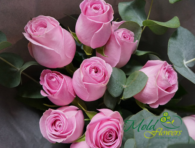 Bouquet of Pink Roses with Eucalyptus photo